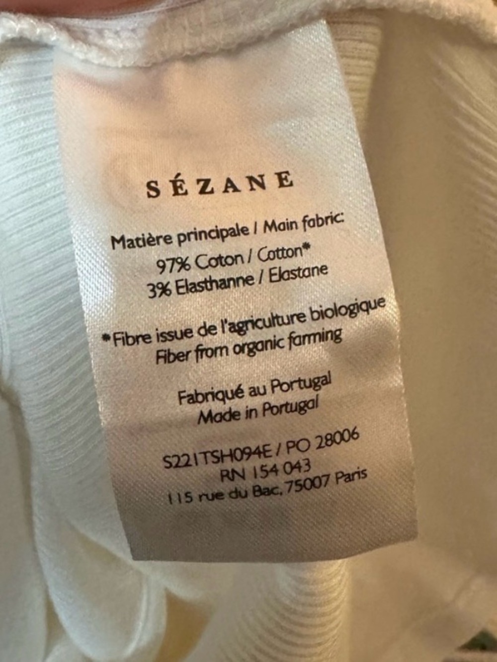 Sezane Cream Square-Neck Ribbed Button Tee - Picture 5 of 5